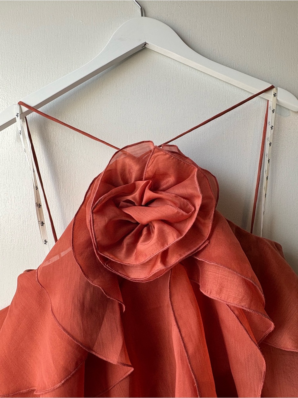 Aje Pandorea Coral Clay Tiered Maxi Dress with Floral Rosette - Picture 2 of 8